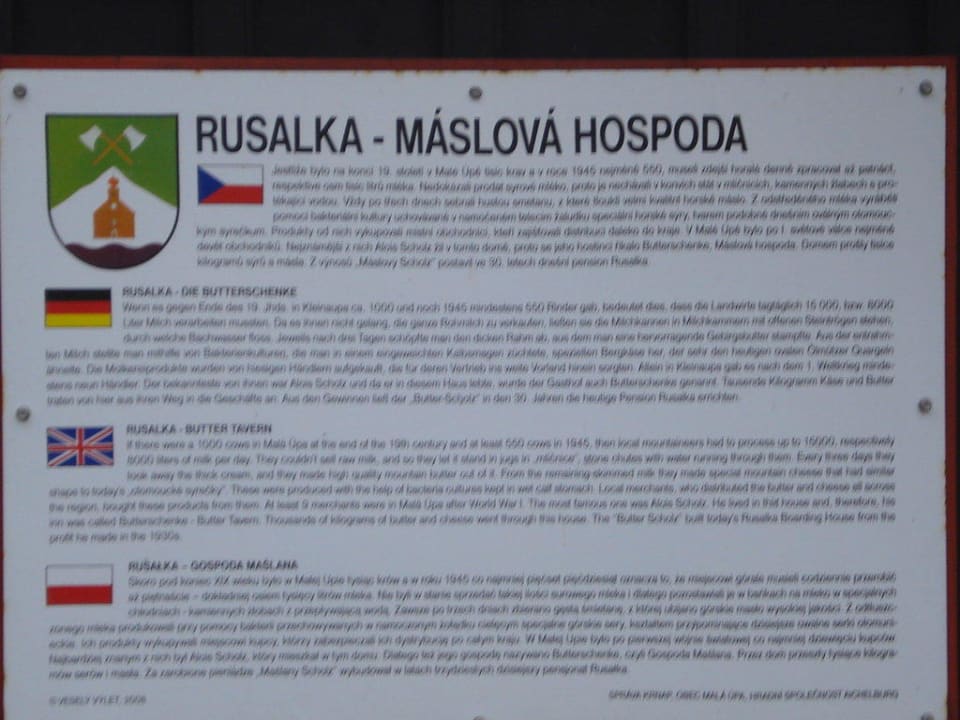 Tabule o penzionu Pension Rusalka