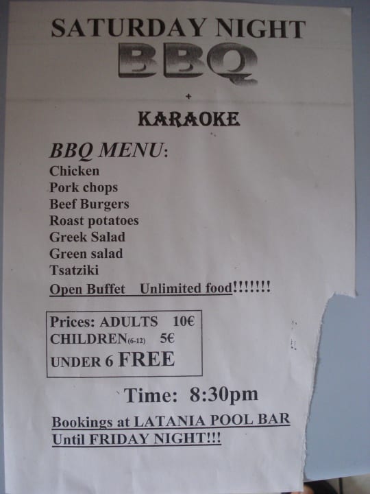 Werbung für BBQ Hotel Latania Apartments