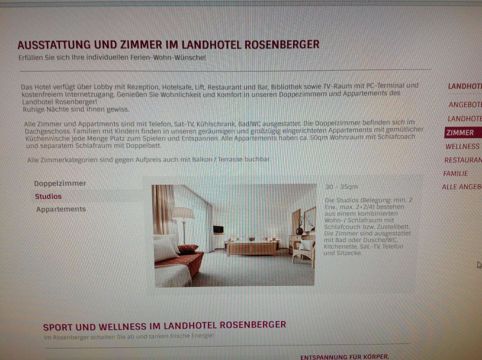 Das Studio haben wir gebucht! Landhotel Rosenberger