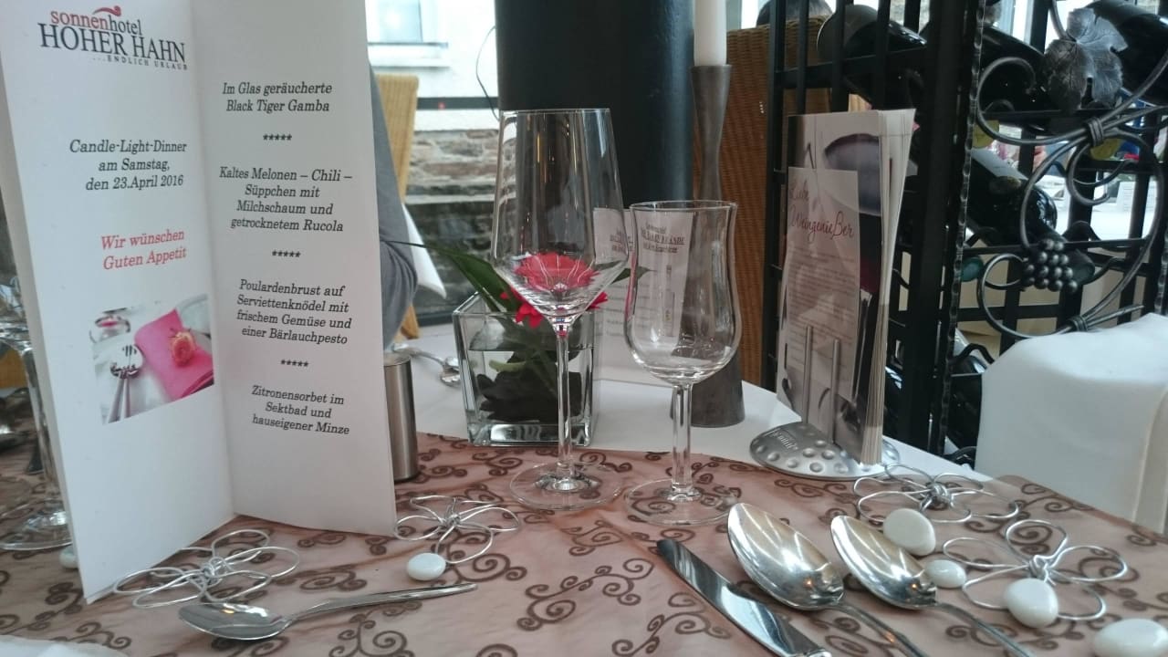 Candle-Light-Dinner Sonnenhotel Hoher Hahn