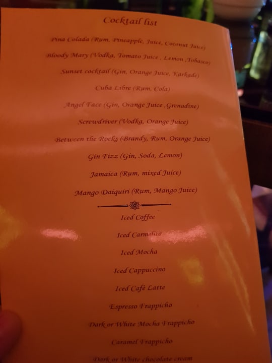 Milleniumbar Karte Pickalbatros White Beach Resort - Hurghada