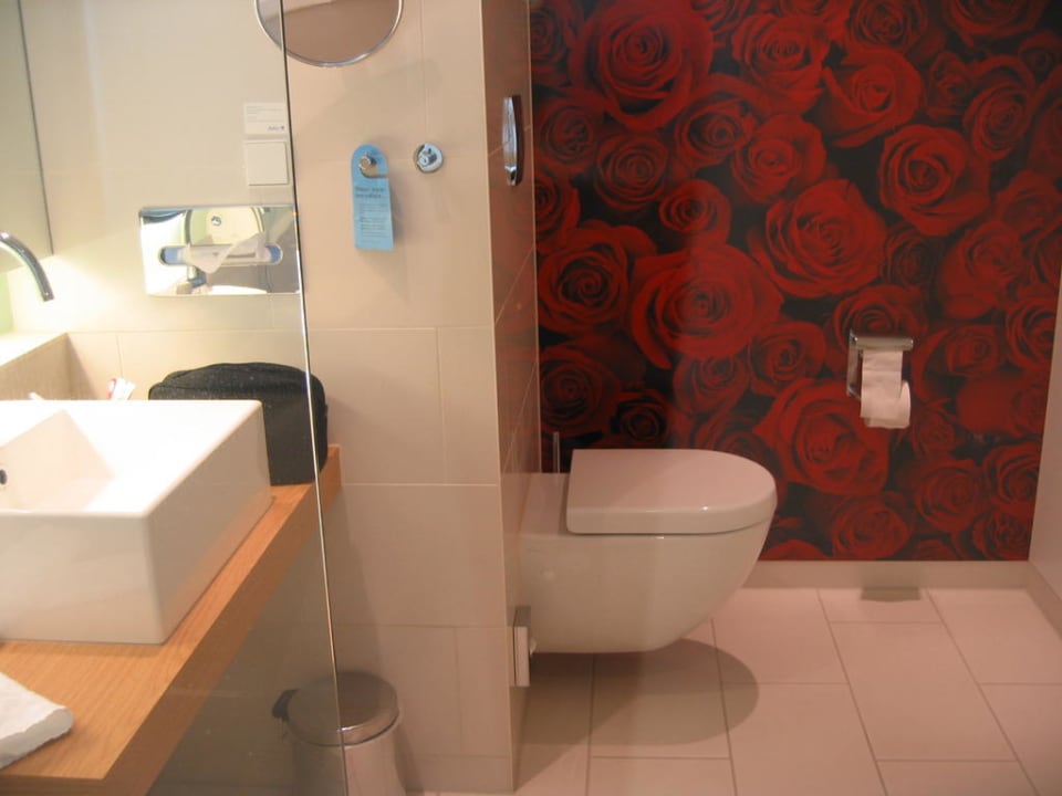 Bad durch das Fenster vom Zimmer aufgenommen Radisson Blu Hotel Frankfurt