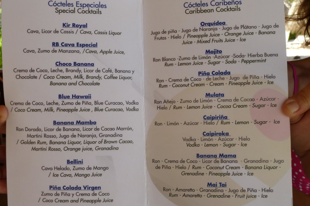 Getränkekarte Secrets Royal Beach Punta Cana - Adults only