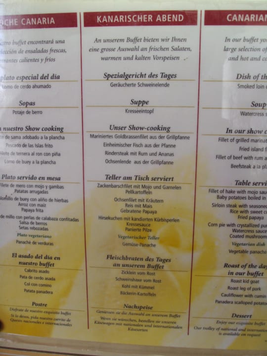 Typisches Buffet Abends Hotel Riu Palace Maspalomas Adults Only