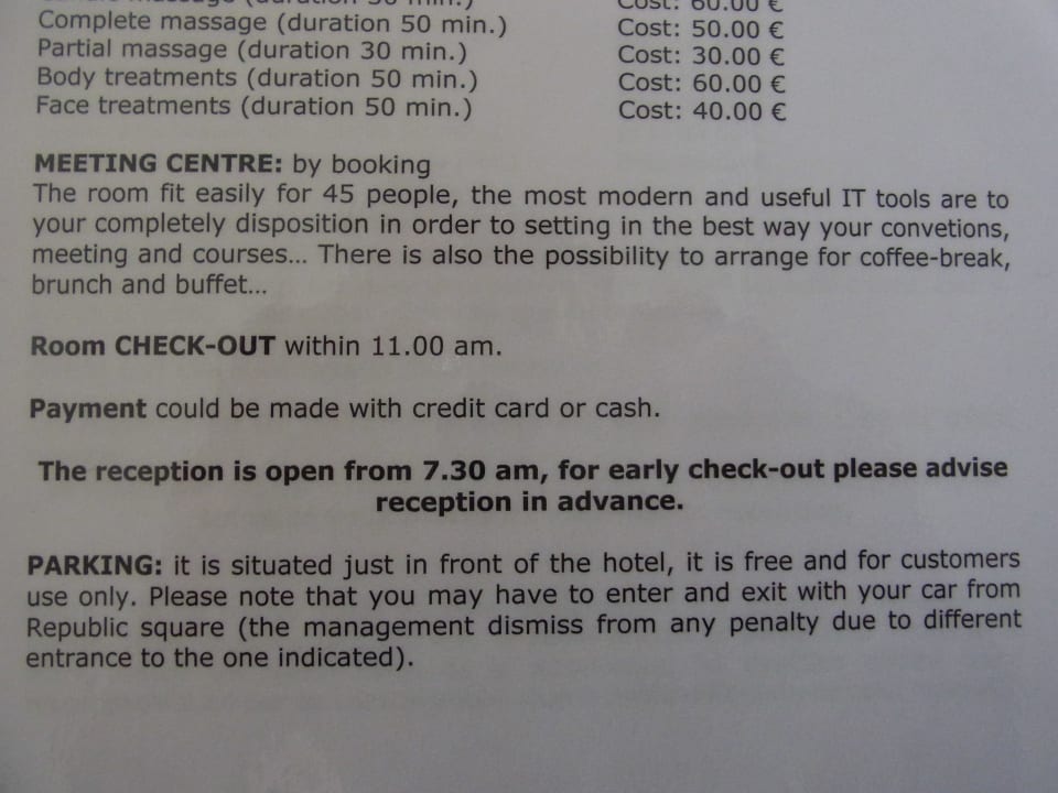 Hinweis Parking HB Aosta Hotel