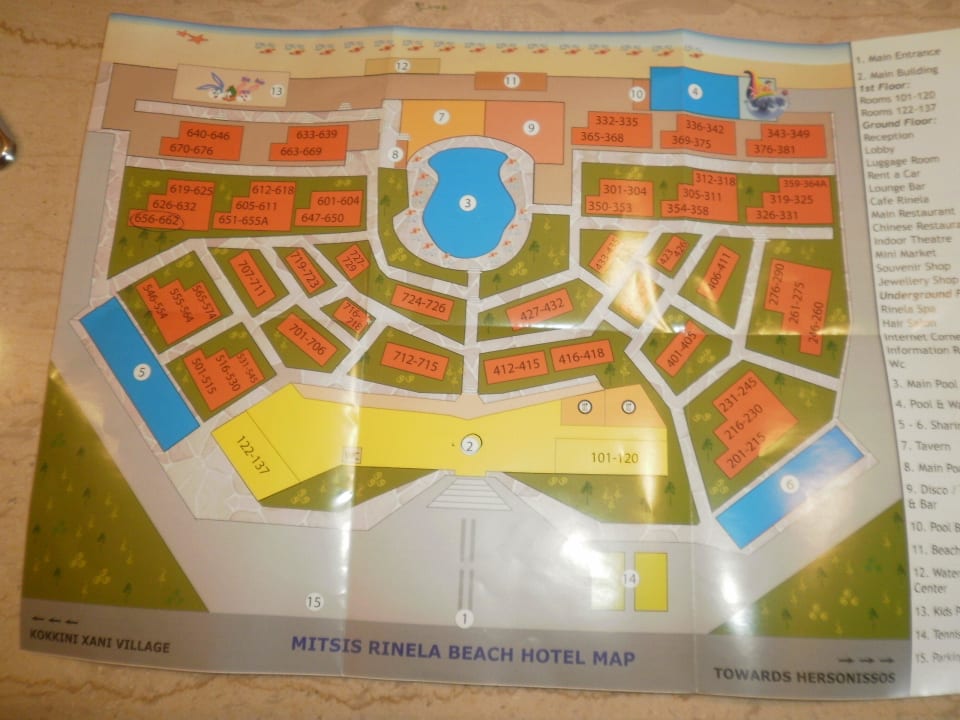 Gesamter Plan der Anlage incl.Zimmernr. Mitsis Rinela