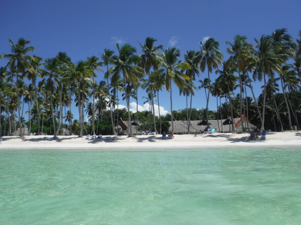 Strand vom Wasser aus Wyndham Alltra Samana