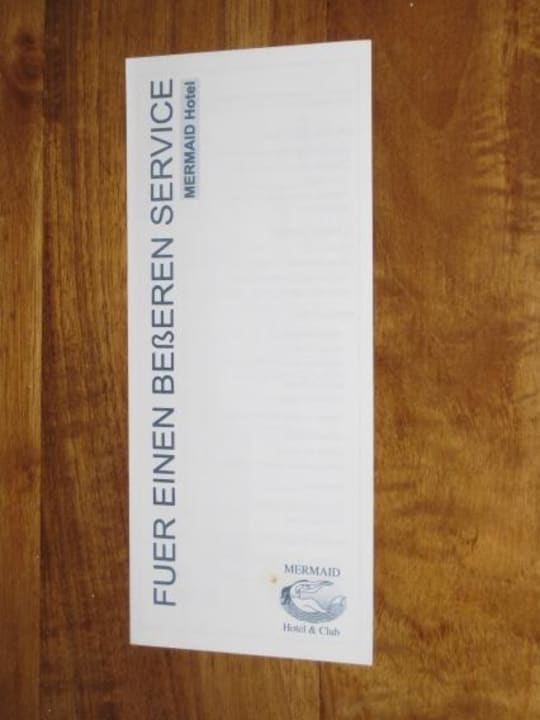 Bewertungsbogen Mermaid Hotel & Club