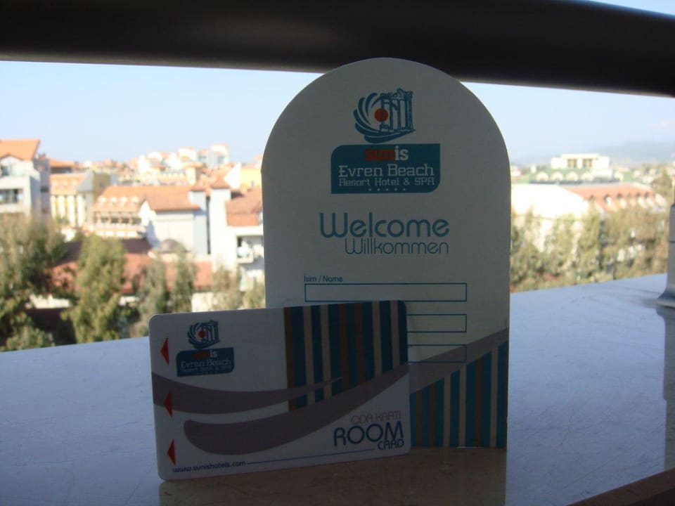 Room Card mit der man ins Zimmer kommt Sunis Evren Beach Resort Hotel & Spa