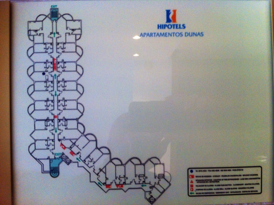 Plan des Hotels mit Aufteilung der Appartements Hipotels Dunas Cala Millor