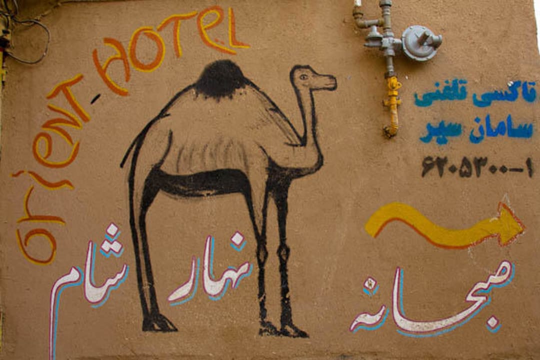 Malowidło na ścianie przed hotelem Orient Hotel