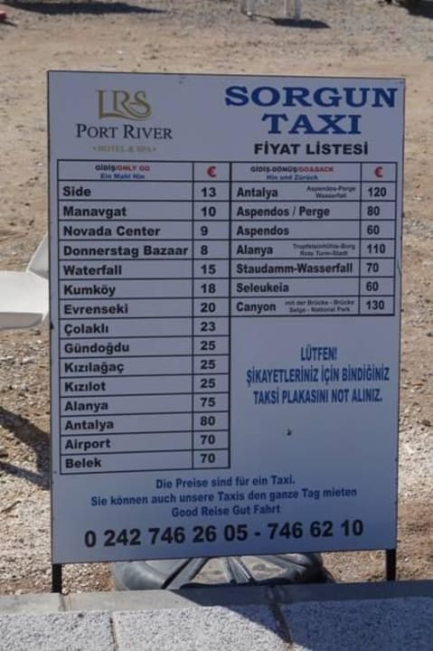 Taxi Preise LRS Port River Hotel & Spa