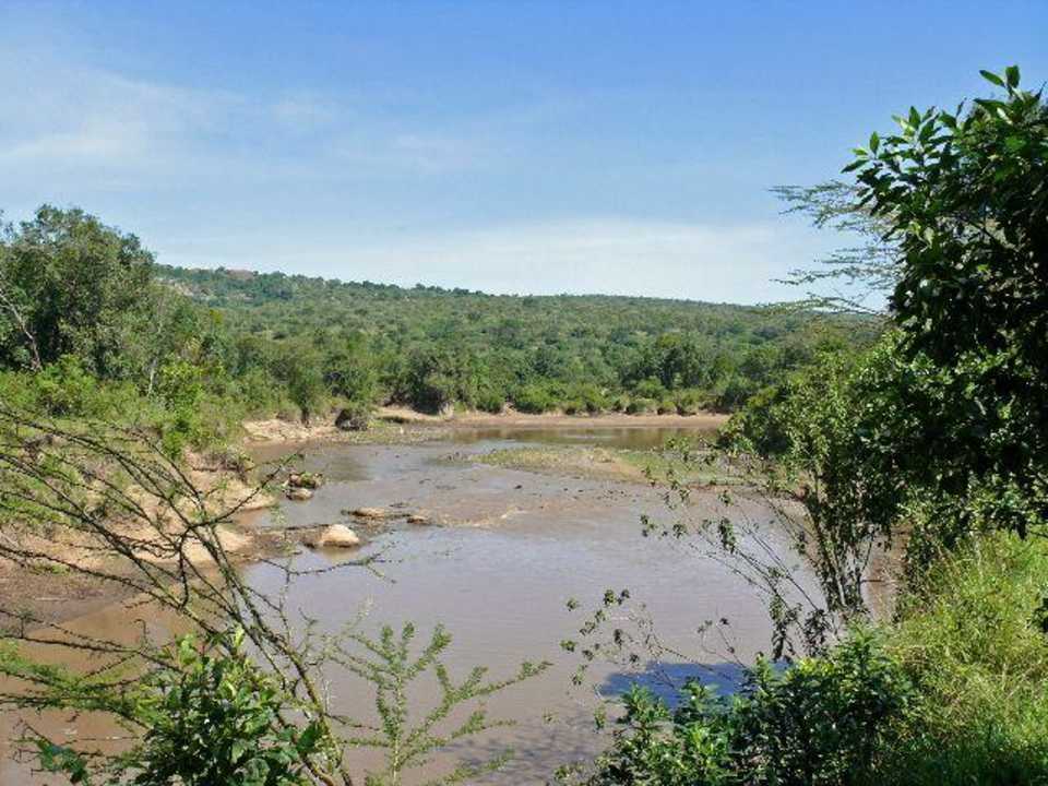 Ausblick von der Veranda unseres Zeltes Royal Mara Safari Lodge