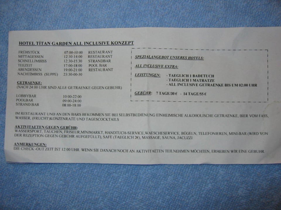 All inklusive Regeln Solivia Hotel