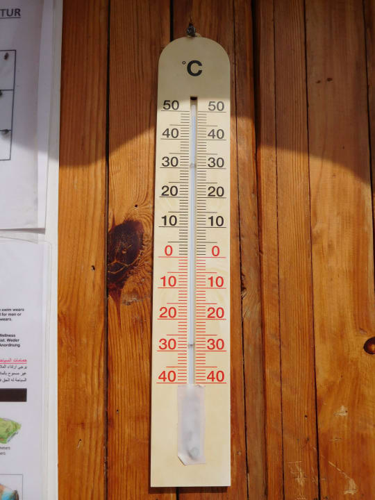 Thermometer vor der Hitzwelle Club Paradisio El Gouna, Red Sea