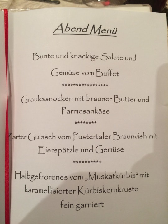 Menu Pension Sonnenhof