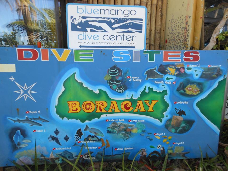 Dive Sites Tafel beim Blue Mango Inn Hotel Blue Mango Inn Boracay
