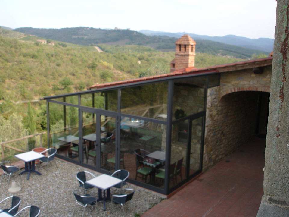Terrasse für Frühstück und Restaurant Hotel Podere Le Noci