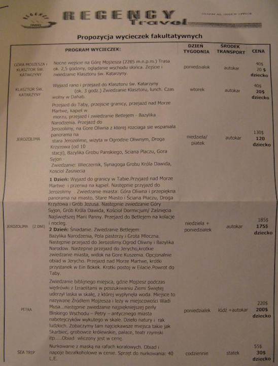 Wycieczki fakultatywne str.1 Aquis Taba Paradise Resort