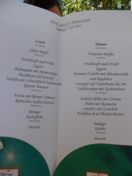 Speisekarte Poggio Aragosta