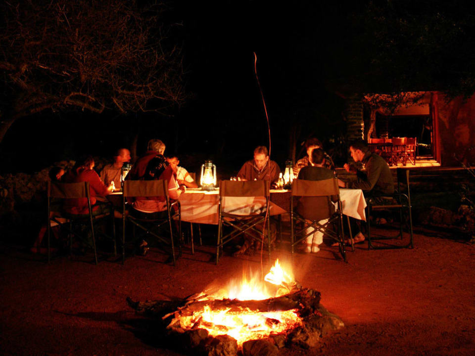 Dinner at camp fire Ohange Lodge