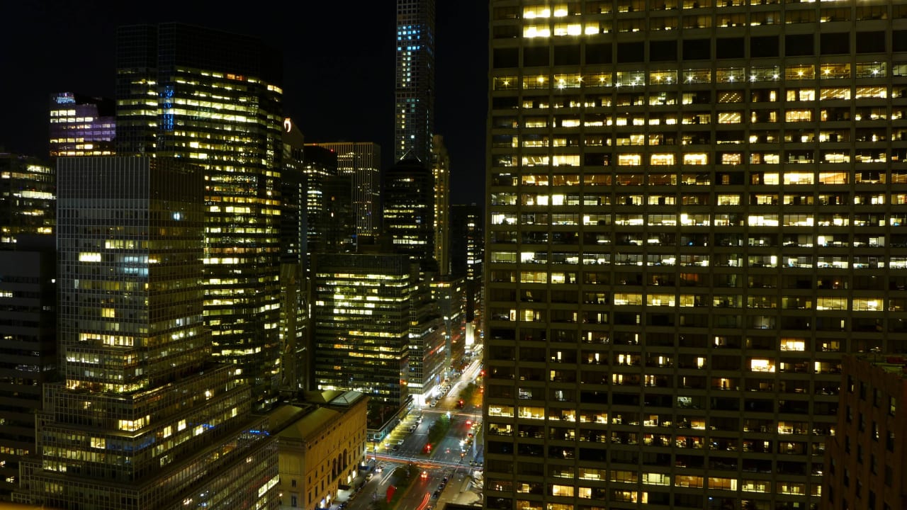 Blick aus 29. Stock Richtung Uptown bei Nacht The Waldorf Astoria New York
