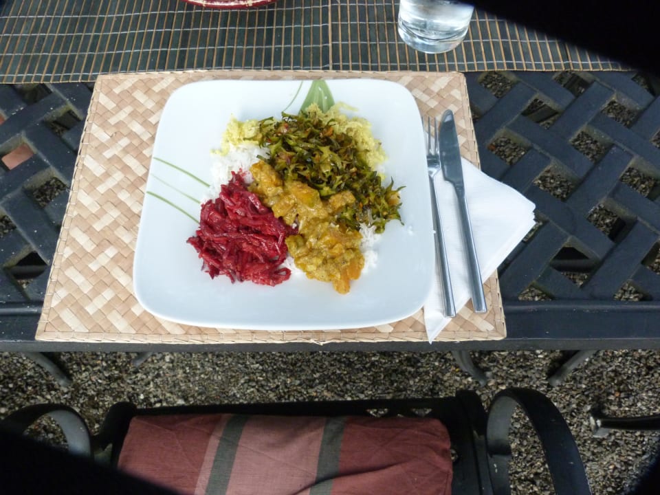 Leckeres vegetarisches Mittagessen Singharaja Garden ECO-Lodge