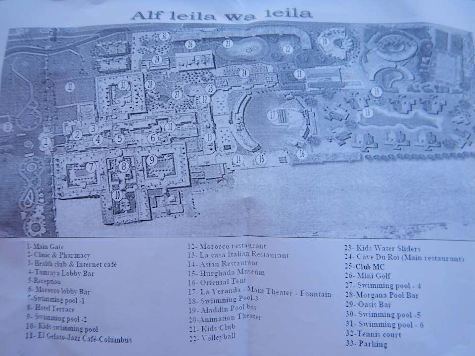 Übersichtsplan der Anlage Pickalbatros Alf Leila Wa Leila Resort - Neverland Hurghada