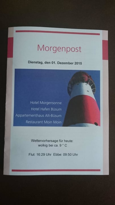 Morgenpost  beim Frühstück Hotel Hafen Büsum