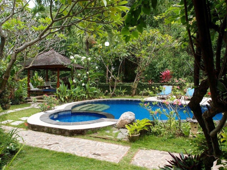 Blick aus dem Küchenbungalow Saraswati Holiday House