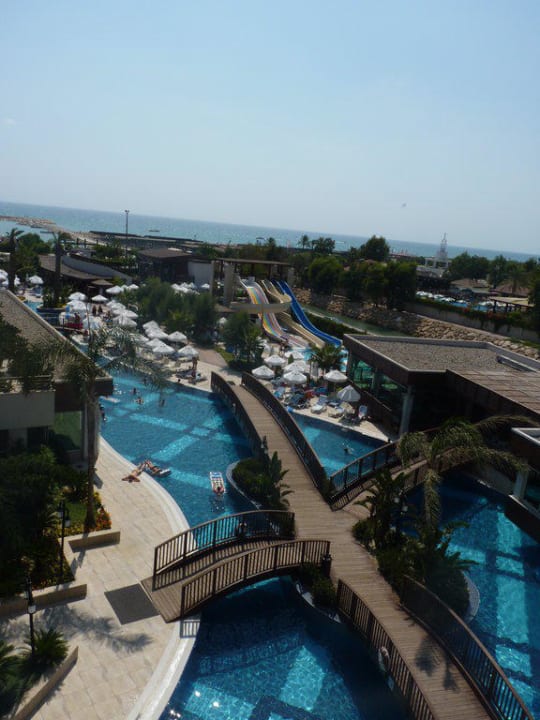 Blick vom Zimmer auf den Pool Sunis Evren Beach Resort Hotel & Spa