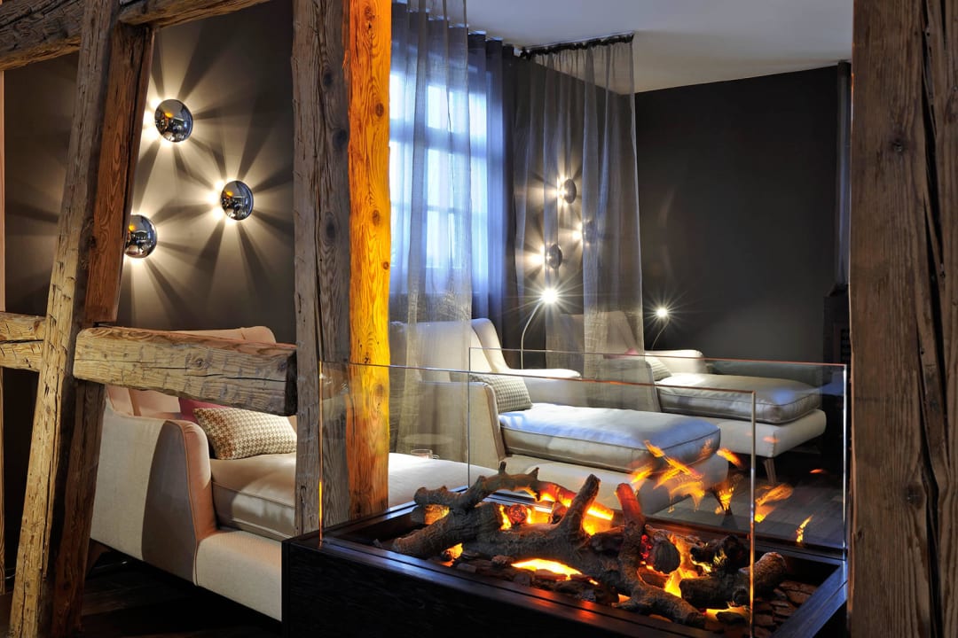 Ruhebereich mit Fachwerk im Spa Hotel Ritter Durbach