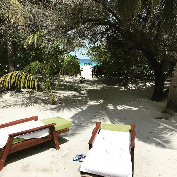 Ausblick vor unserem bungalow Eri Maldives