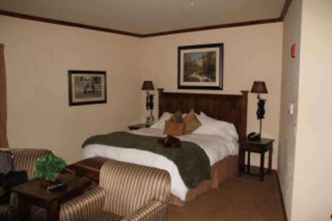 Teddy auf Bett Hotel Lodge at Whitefish Lake