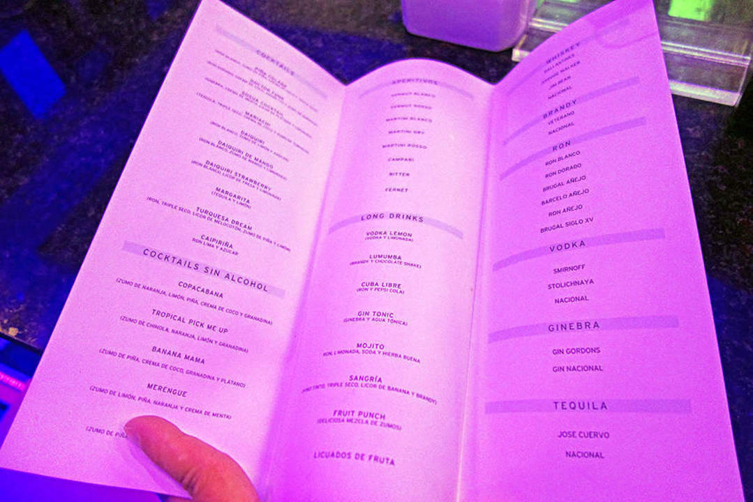 Cocktailkarte Lobby-Bar TUI SENSIMAR Bavaro Hotel