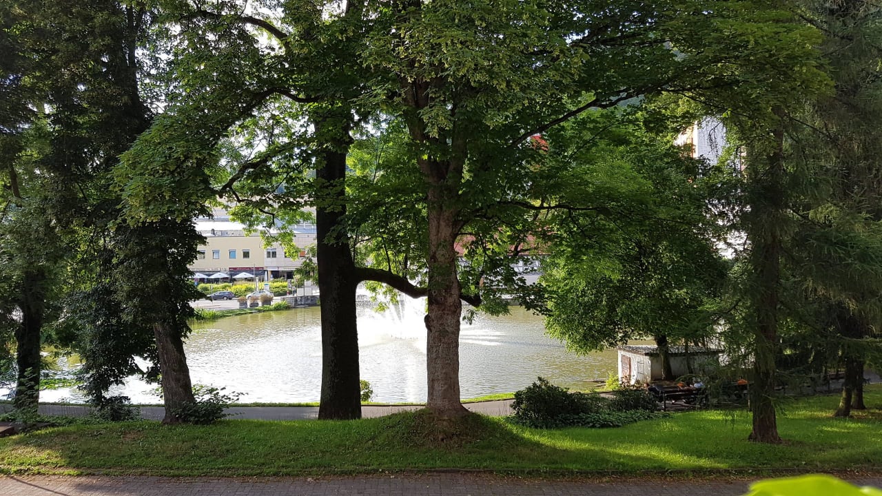Blick aus dem Zimmer zum Herrenteich ACHAT Hotel Suhl