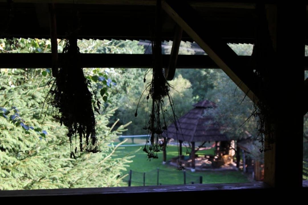 Widok z tarasu na ogród Holiday Home Zielony Ruczaj