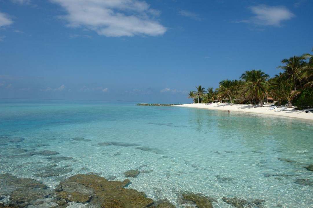 Blick zum Strand auf der Westseite Summer Island Maldives
