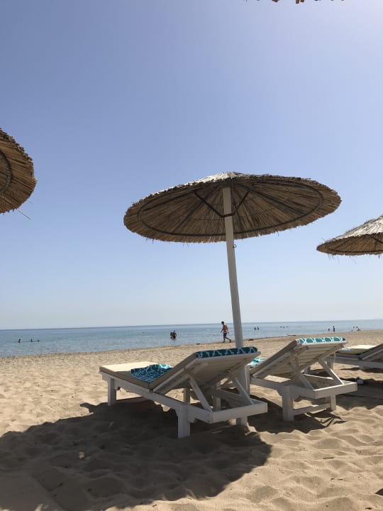 Hoteleigene Liegen und Schirme am Strand - TOP! Anemos Luxury Grand Resort