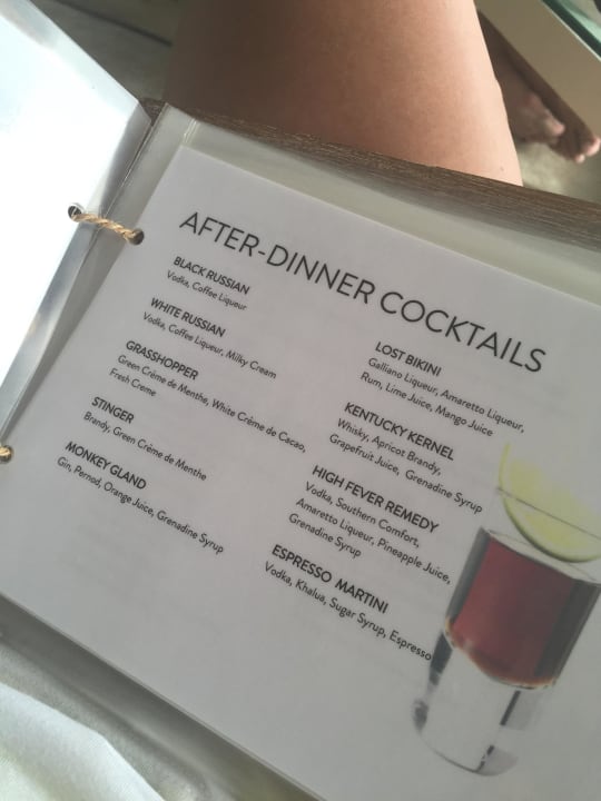 Cocktailkarte Diamonds Thudufushi