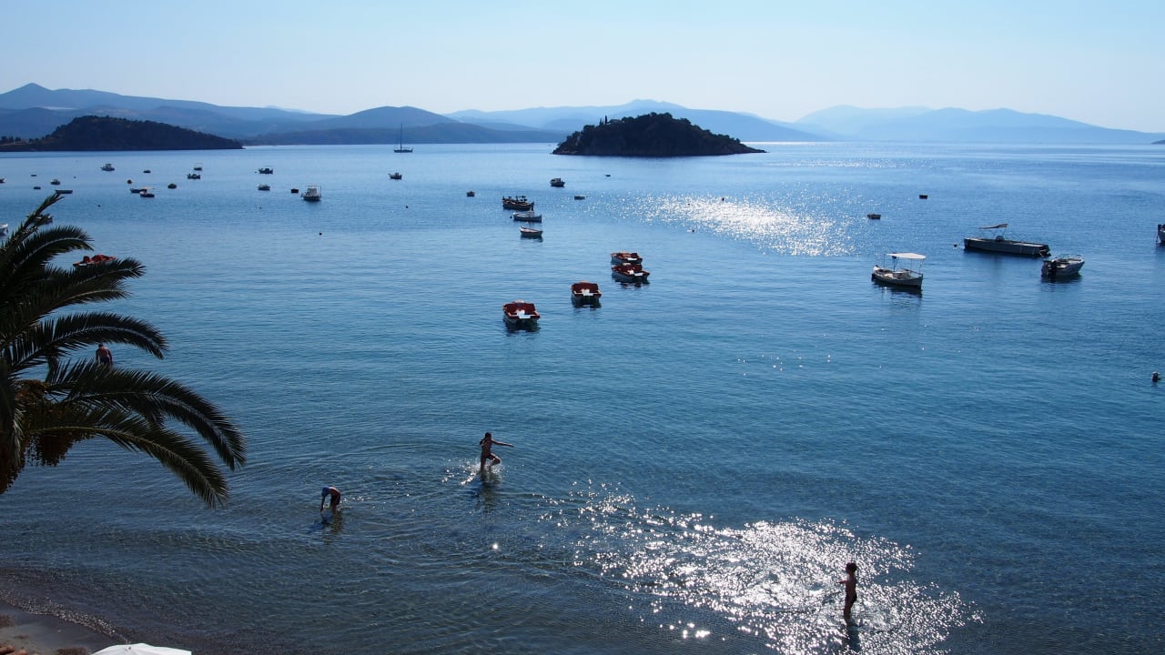 Ausblick vom Zimmer am Morgen Hotel Aris