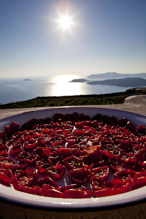 Our own organic sun dried cherry tomatoes Aegagros Caldera Houses