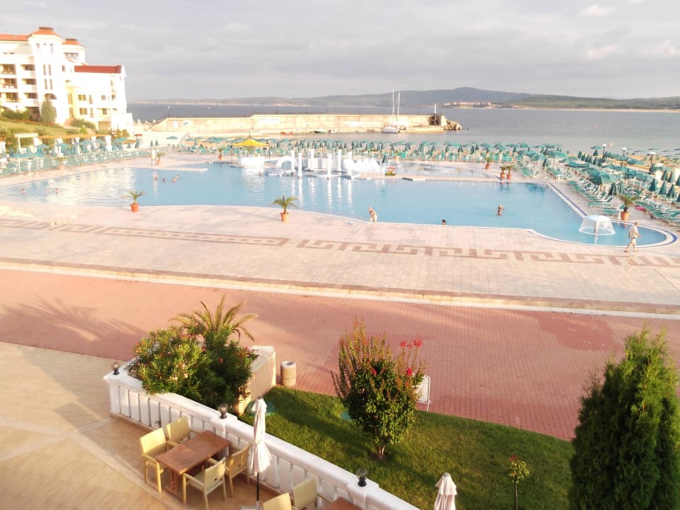 Blick von der Außen Terrasse oben Duni Royal Resort - Marina Beach