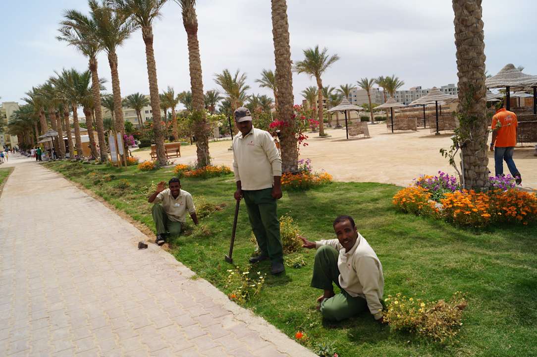 Ухаживают за газонами они Le Jardin Aqua Park Resort