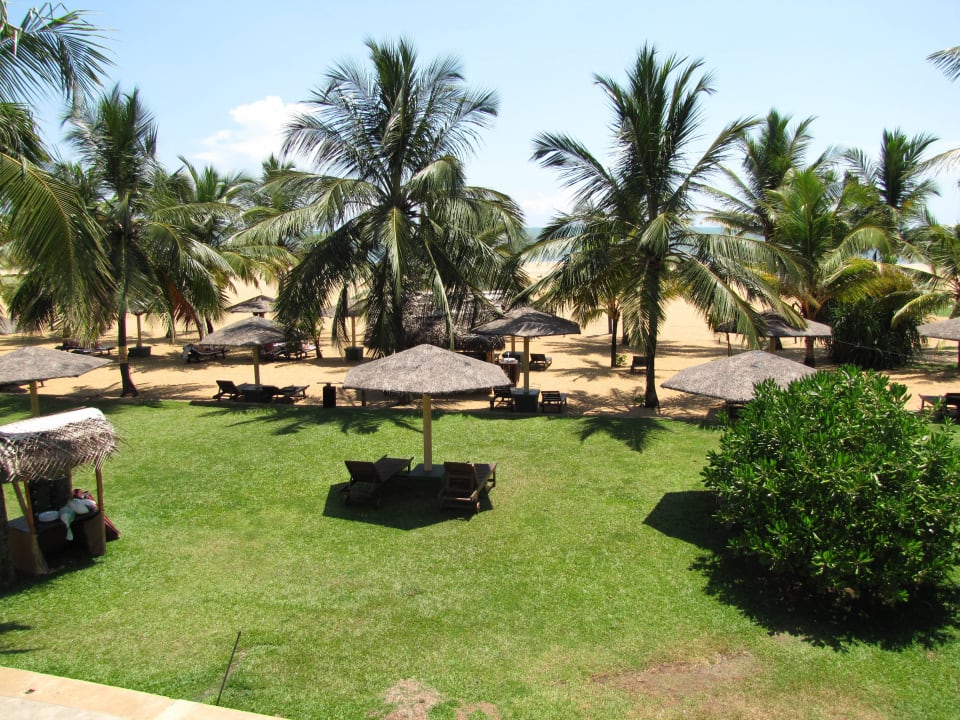 Ausblick auf den Strand von unserem Balkon Goldi Sands Hotel