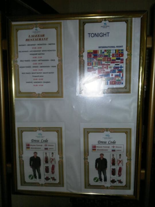 Kleiderordnung an Gäste Diamond Excellence Resort & Spa