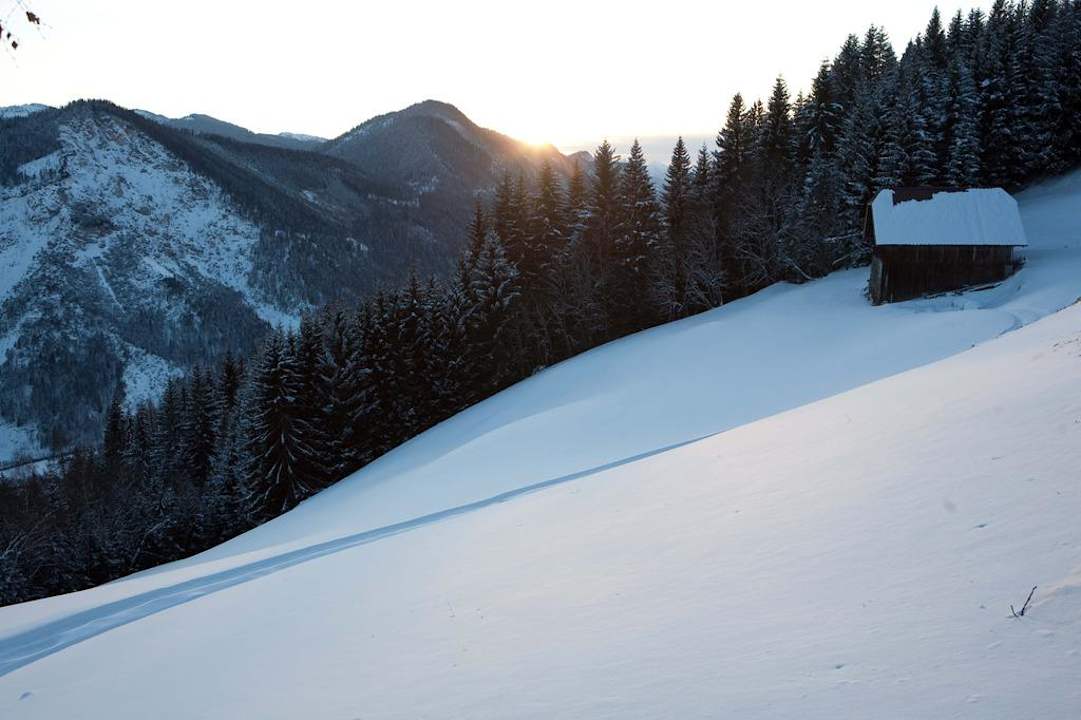 Sonnenuntergang Bergbauernhof Pension Irxner