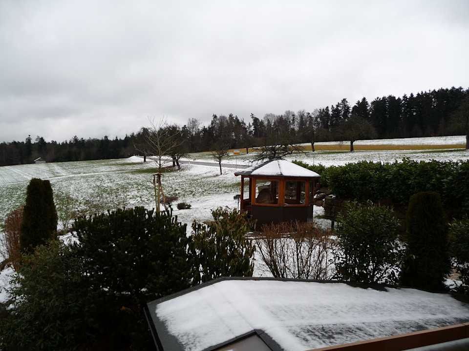 Ausblick vom Balkon im Winter Landhotel Talblick
