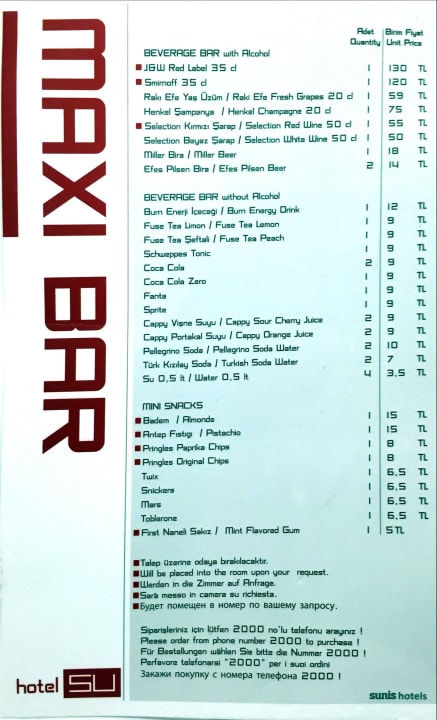 Preise Maxi Bar Hotel SU & Aqualand