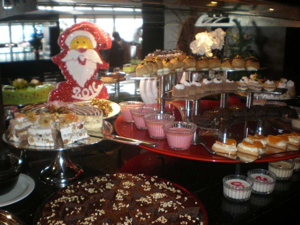 Main restaurant Christmas themed display Limak Lara Deluxe Hotel & Resort